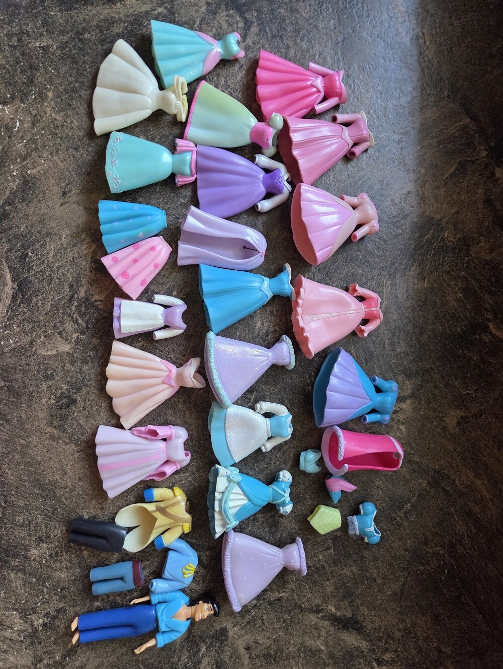 Disney Princess Polly Pocket Mini Doll Rubber Dress Lot & Prince Eric